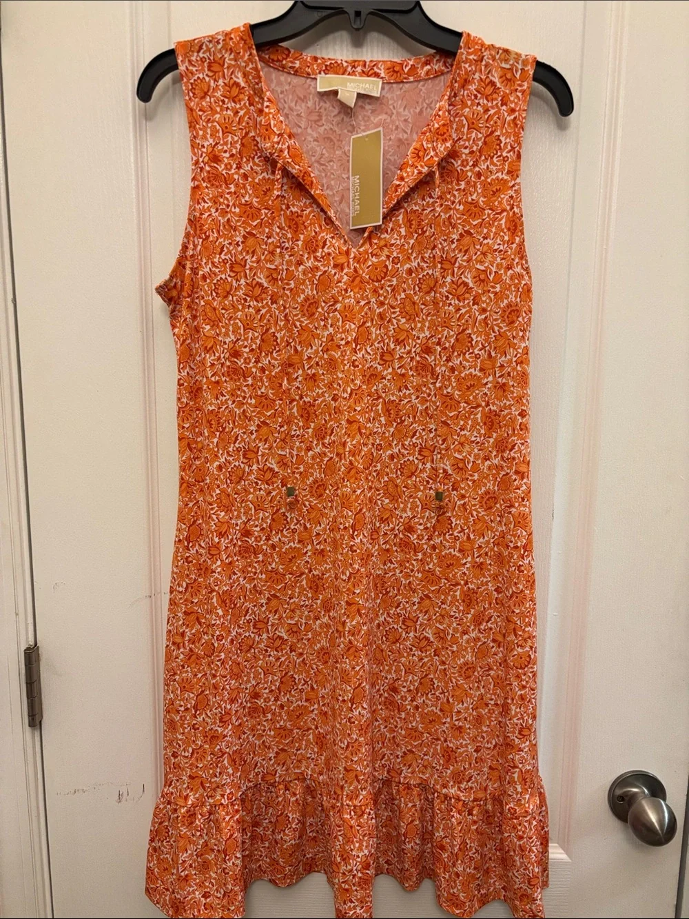 Michael Kors Orange Sleeveless Knee Dress Sz M NWT